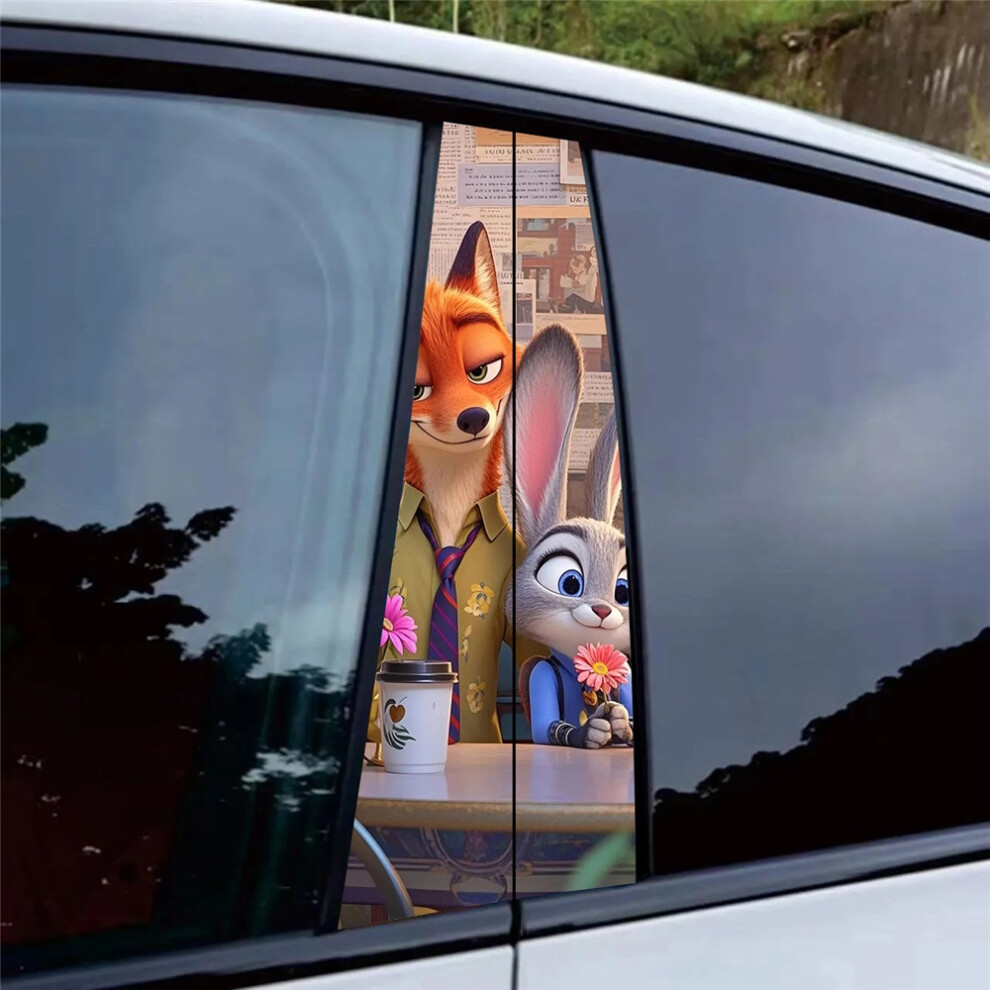 (14#) Cartoon Zootopia Nick Judy Car B-Pillar Protector Sticker 4069369529443