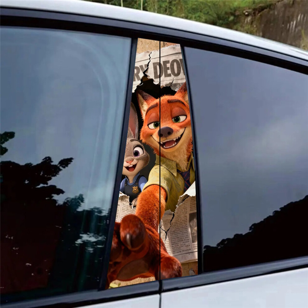 (8#) Cartoon Zootopia Nick Judy Car B-Pillar Protector Sticker 4069369529382