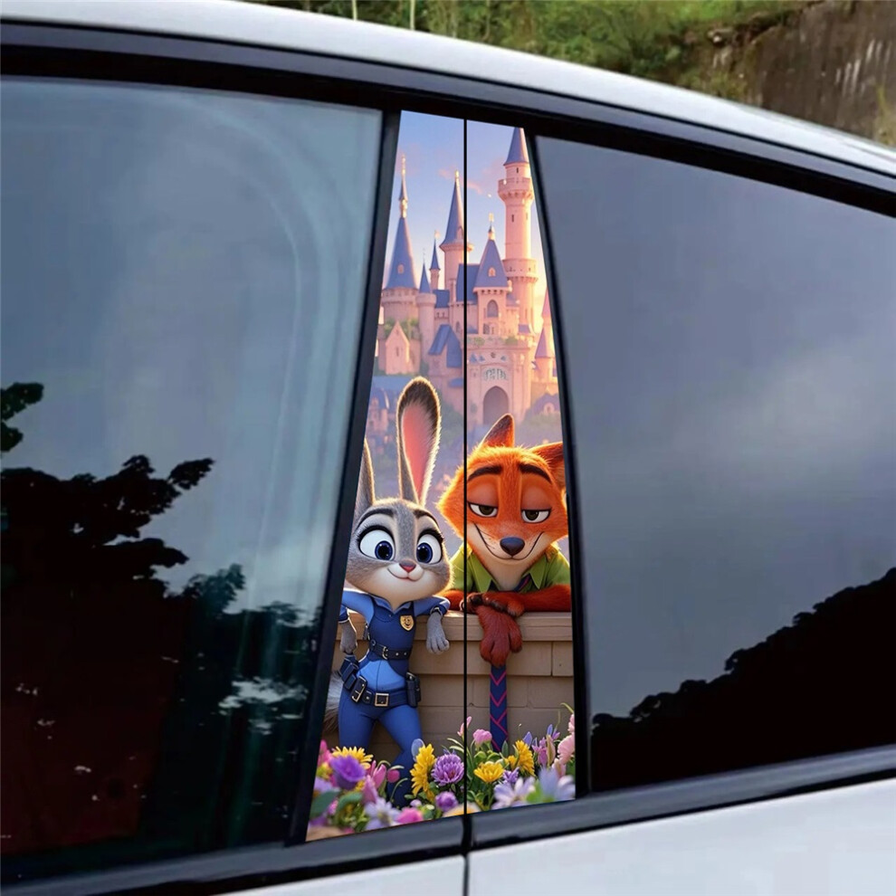 (4#) Cartoon Zootopia Nick Judy Car B-Pillar Protector Sticker 4069369529344