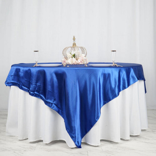 Toalha de mesa quadrada azul royal acetinada, 90x90 polegadas 1