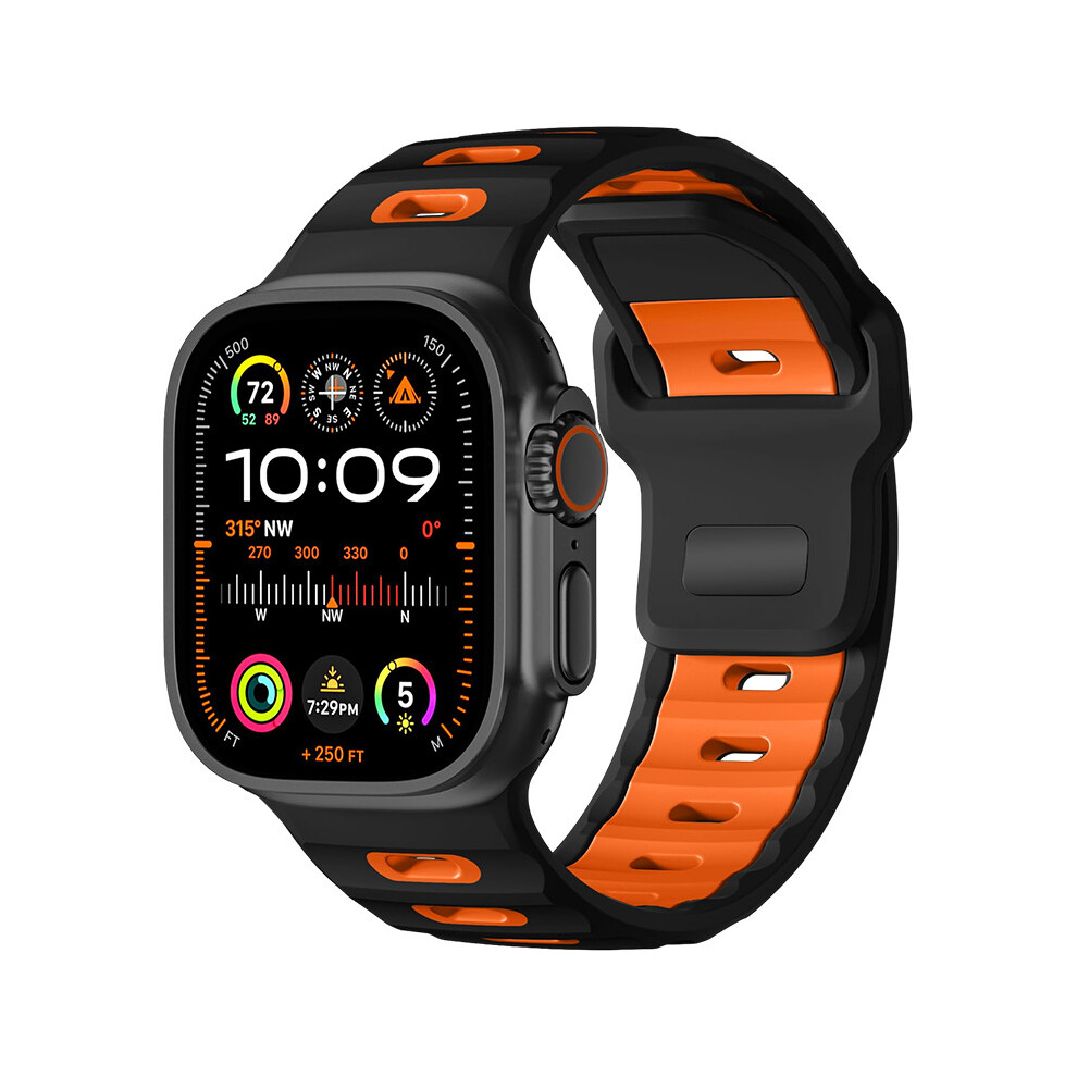 Stylish Silicone Band For Apple Watch 42/44/45/46/49Mm + Black/Orange 7314281166816