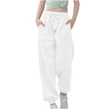 Boys Girls Sweatpants Baggy High Waist Bottom-White 7Years