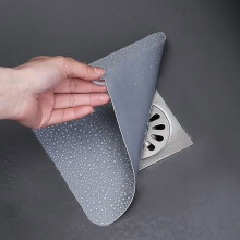 Bouchon de baignoire en silicone, couvercle de bonde de sol, 20 x 20 cm, lot de 2, gris