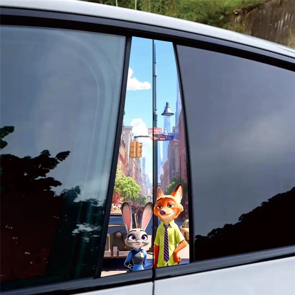(13#) Cartoon Zootopia Nick Judy Car B-Pillar Protector Sticker 4069369529436