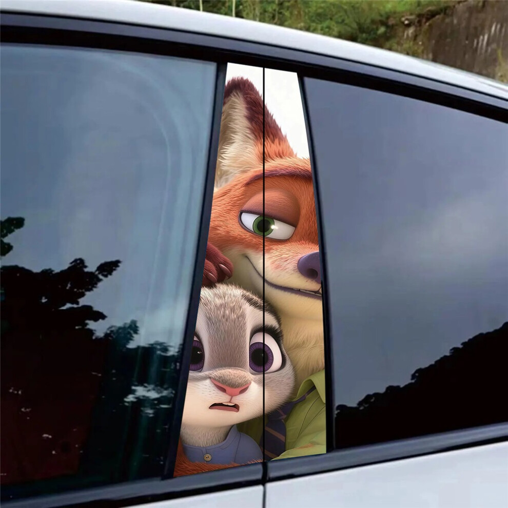 (2#) Cartoon Zootopia Nick Judy Car B-Pillar Protector Sticker 4069369529320