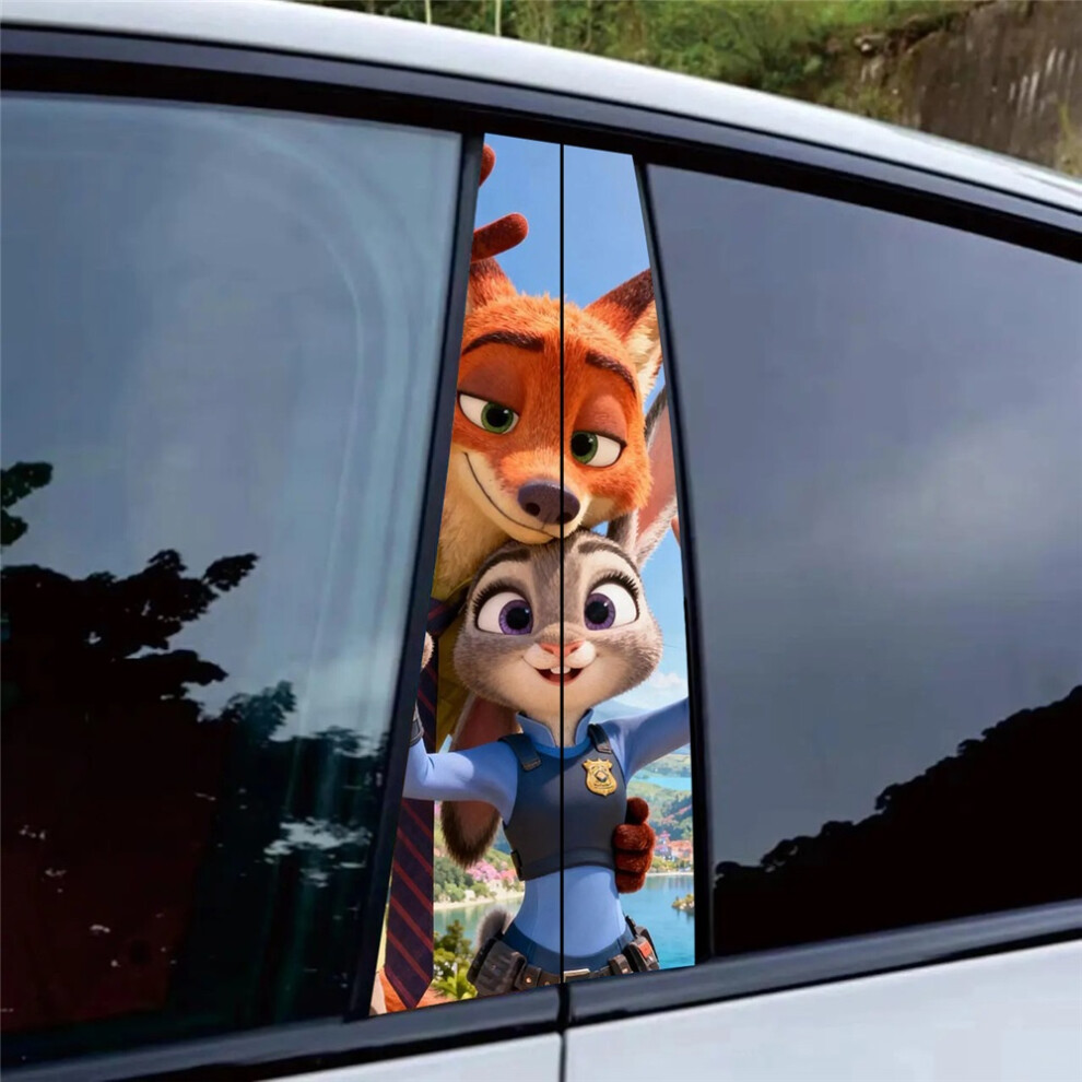 (1#) Cartoon Zootopia Nick Judy Car B-Pillar Protector Sticker 4069369529313