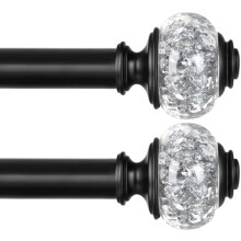 Svart teleskopisk gardinstangsett, 7/8" diameter, 48-84 tommer
