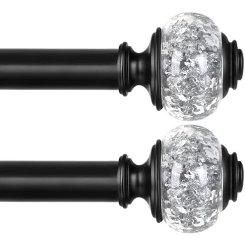 Conjunto de varão telescópico preto para cortina, 7/8" de diâmetro, 48-84 polegadas