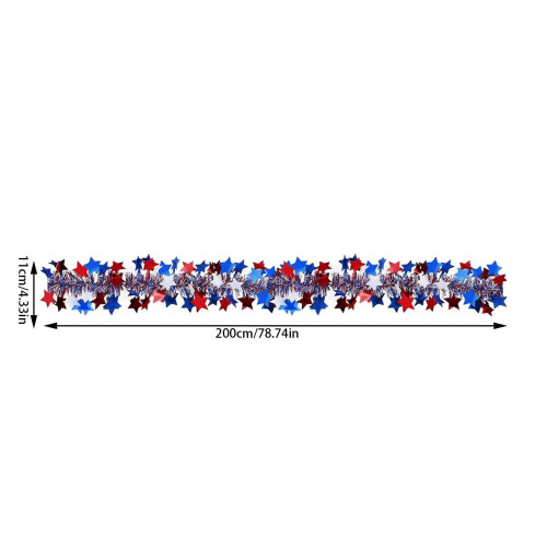 6.5 ft Patriotic Glitter Tinsel Garland (9 pcs) 2