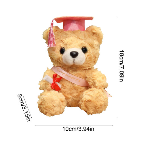 Graduation Bear Plush Toy Brown 7.1 inch 2