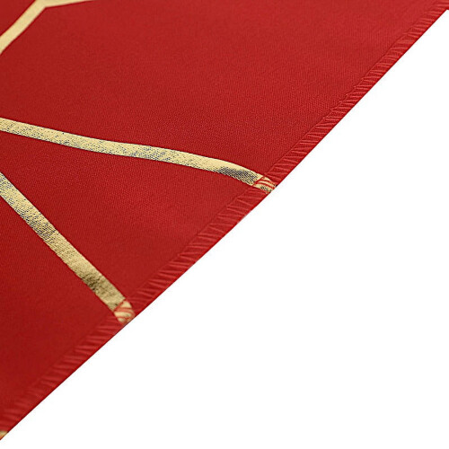 Geometrisk polyester bordløber 30x28 cm rød guld 2