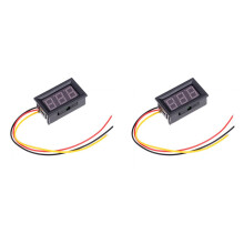 2Pcs Black Three Wire LCD Dc Voltmeter for Automotive Battery Use