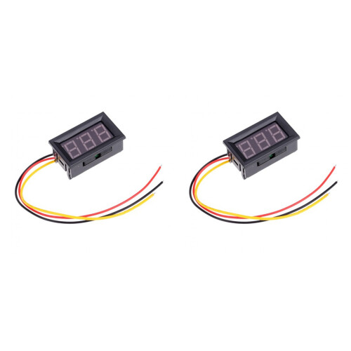 2Pcs Black Three Wire LCD Dc Voltmeter for Automotive Battery Use