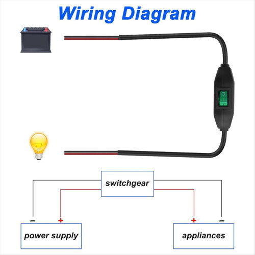 12V-24V Inline-vippströmbrytare med grön LED-indikator (2 st) 1