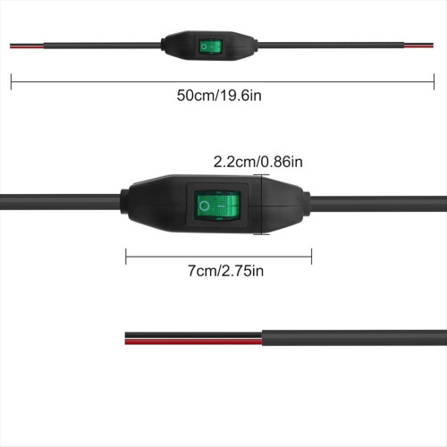 12V-24V Inline-vippströmbrytare med grön LED-indikator (2 st) 2