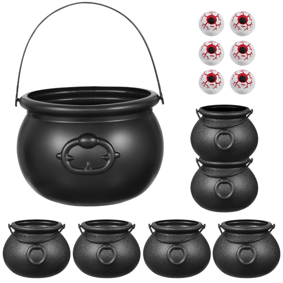 7-Piece Black Pp Witch Cauldron Set For Candy & Decor 9450273457475