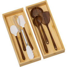 Organizador de gaveta de cozinha em bambu, 38 cm x 15 cm x 6 cm (2 unidades)