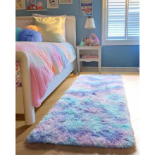 Tapis shaggy violet moelleux 60 x 180 cm