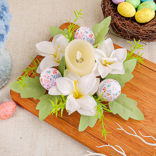 Påskeegglysestake med blomsterdesign