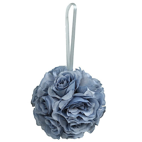 Μπάλες φιλιού σε σχήμα Dusty Blue Silk Rose (7 ίντσες, 2 τεμάχια) 2