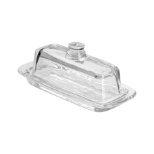 Clear Glass Butter Dish with Lid Covered-Transparent color