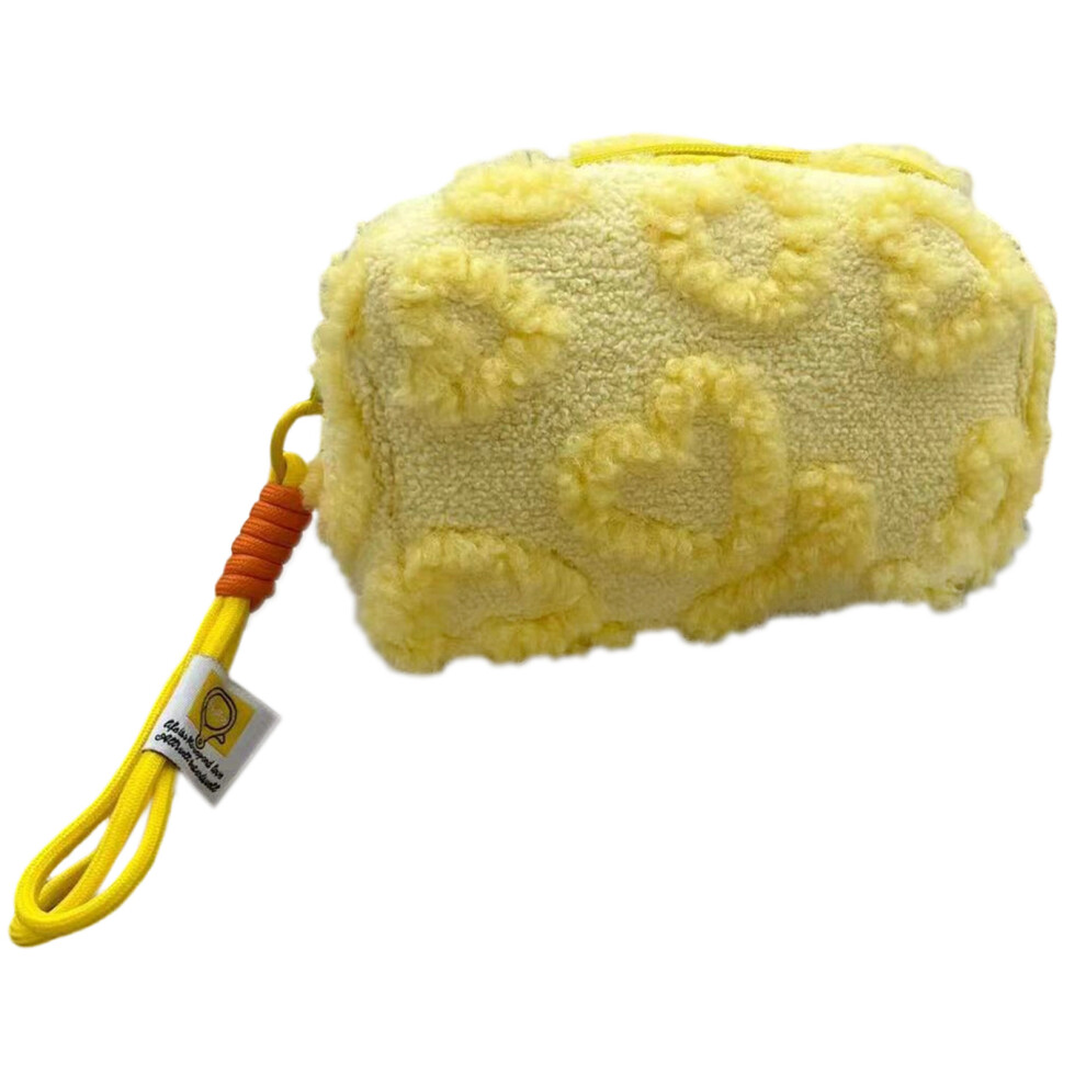 Yellow Spacious Makeup Bag Heart Pencil Bag Plushes Cosmetic