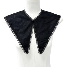 White Detachable Collar Half Shirt Accessory Elegant Lace-Black