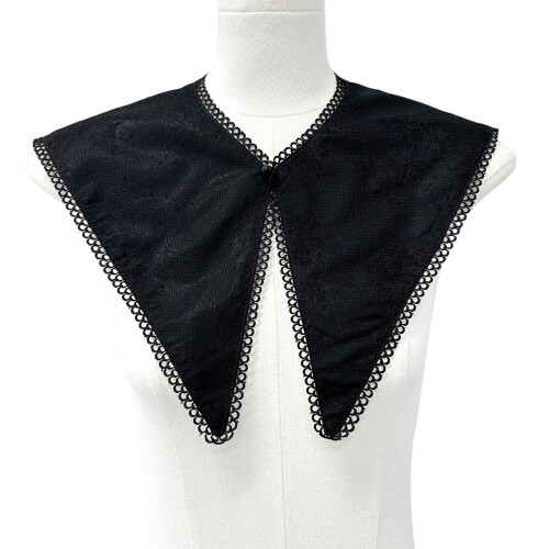 White Detachable Collar Half Shirt Accessory Elegant Lace-Black