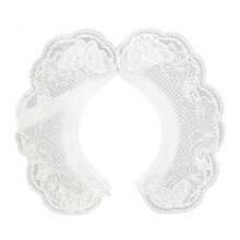 Women Decorative Collar Embroidery Artificial Pearls-White