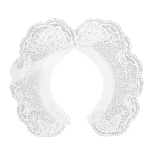 Women Decorative Collar Embroidery Artificial Pearls-White