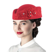 Chapeau bibi à fleurs pour femme, rouge