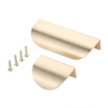 Bouton de meuble en laiton doré en forme de feuille, 40 mm