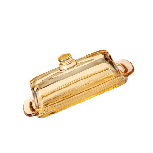 Glass Storage Container Lid Included Elegant Size Tray-amber