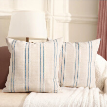 Beige randigt polyesterörngott 45x45 cm (2-pack)