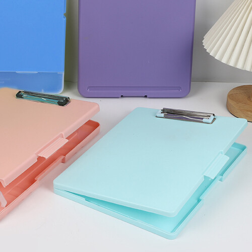 Tragbare Dokumenten-Organizer-Box mit Klemmbrett und-Lila 1