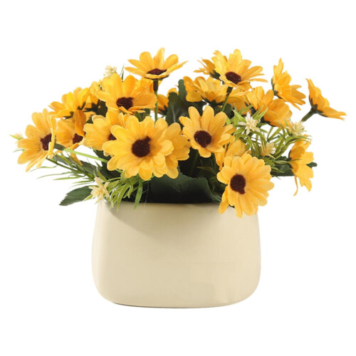 Bouquet di girasoli artificiali con steli gialli, 12 pezzi 1