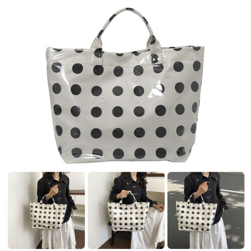 Large Capacity PVC Beach Bag With Dot Design Travel Work-Green 1