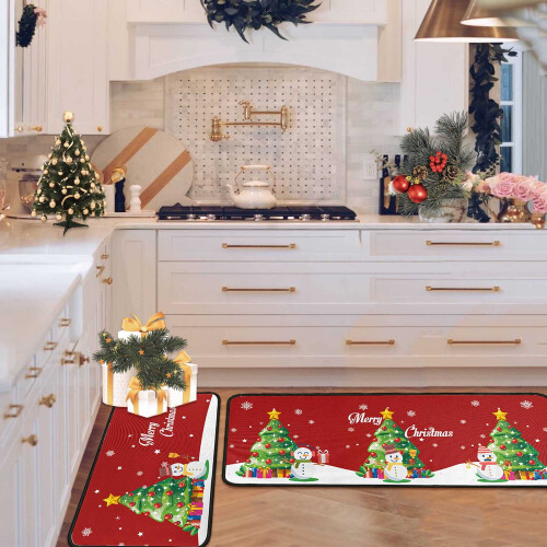 Christmas Kitchen Rug Set – Snowman Design, 2 Pieces 2