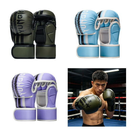 PU Leather Boxing Glove with Foam Padding-purpleblack 1