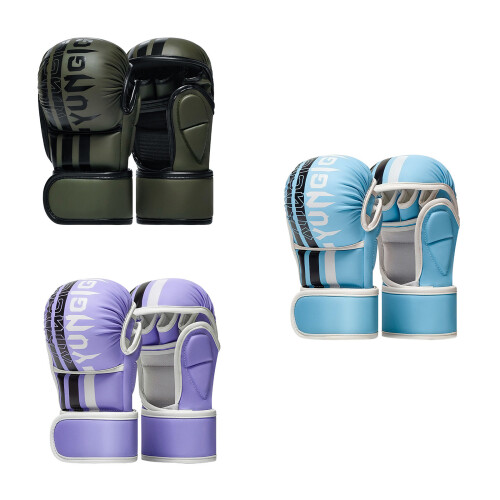 PU Leather Boxing Glove with Foam Padding-purpleblack 2
