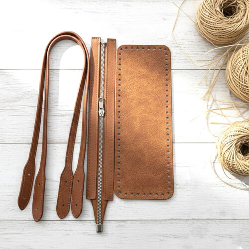 Leather Bag Making Kit,DIY Leather Bag Knitting Set with-Black 2
