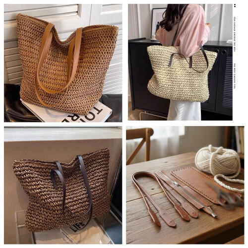 DIY PU Leather Bag Knitting Set Leather Bag Shoulder-Brown 1