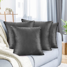 Fluwelen kussenhoes vierkant 20x20 inch antracietgrijs 4-pack