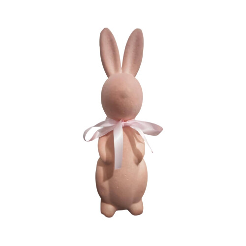 Lot de 6 figurines de lapins pastel floqués avec nœuds.