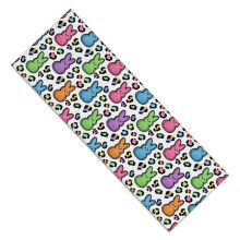 Chemin de table blanc à motifs de lapins arc-en-ciel, imitation lin, 33 x 91 cm