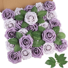 25 roses artificielles en mousse avec tiges et feuilles