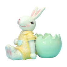 Set de figuras de resina de conejito de Pascua y cáscara de huevo