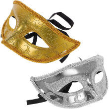 2 buc Măști elegante de semilune pentru mascaradă pentru bărbați și femei, recuzită din plastic pentru costume de Halloween, design unic