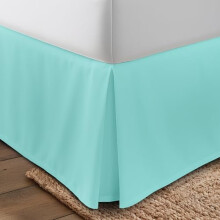Jupe de lit Queen bleu spa, retombée de 40 cm, quadruple pliure