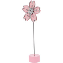 Flower Shape Memo Clip Holder Pink Metal Desk Paper Clip Stand
